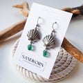 Ohrringe mit Muscheln und Seeglas - Teal