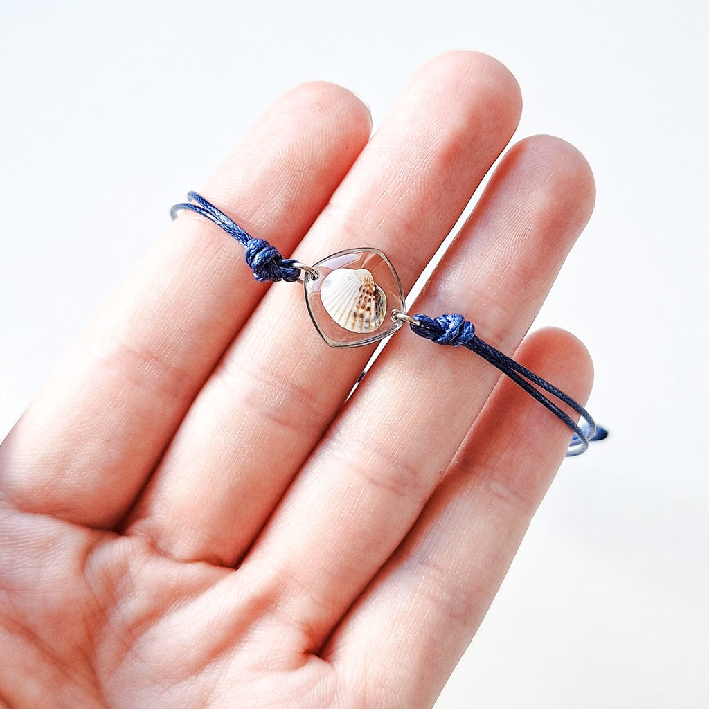 Armband mit Herzmuschel - Marineblau