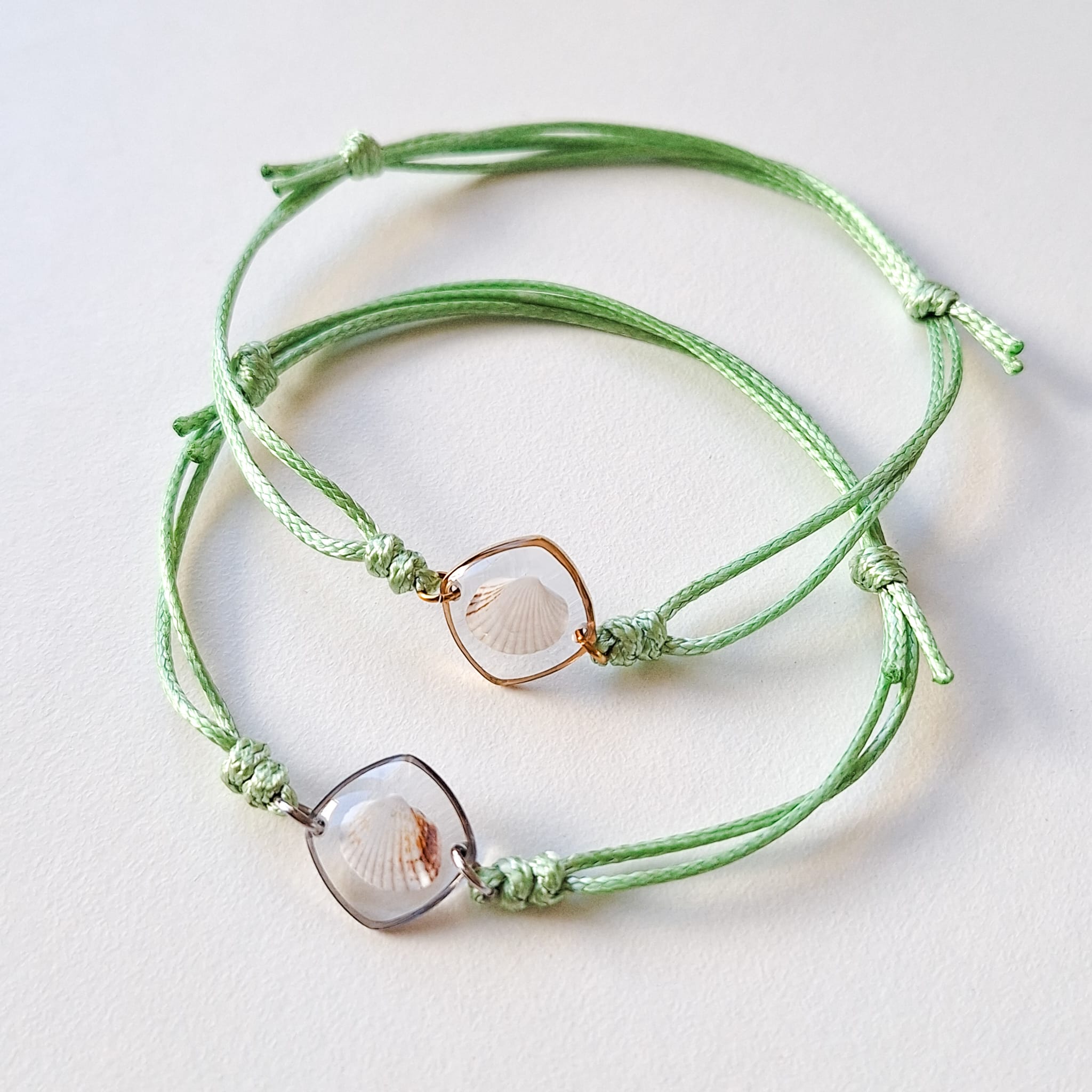 Armband mit Herzmuschel - Hellgrün