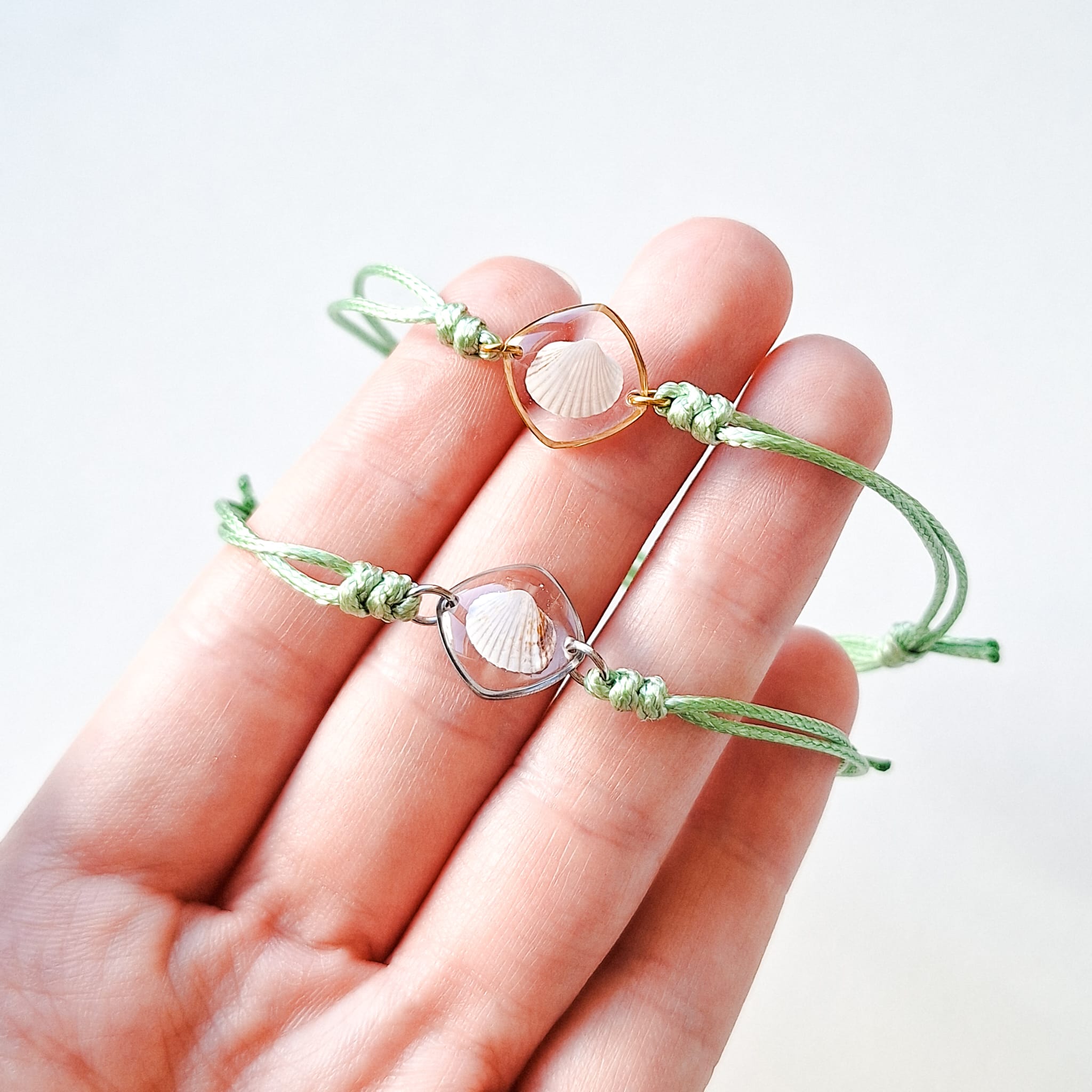 Armband mit Herzmuschel - Hellgrün