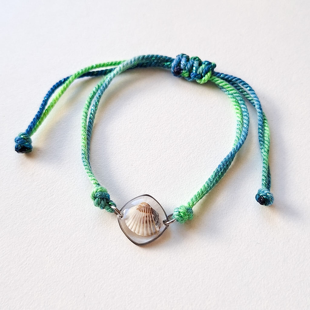 Armband mit Herzmuschel - Blau-Grün
