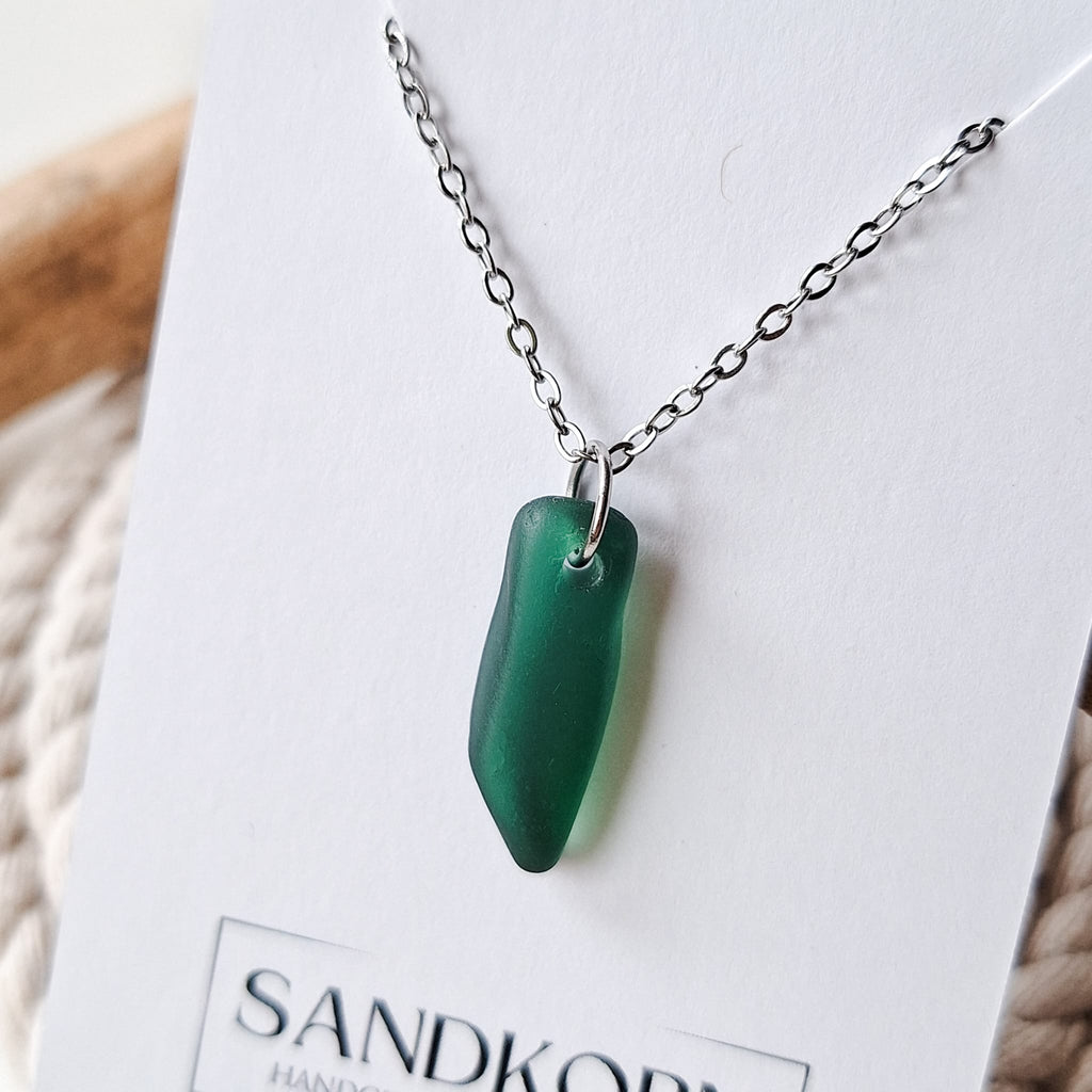 Halskette mit Seeglas - Teal