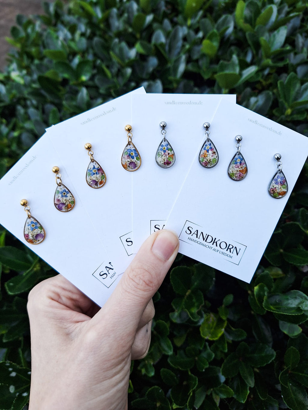 Ohrringe mit kleinem Garten - Gold