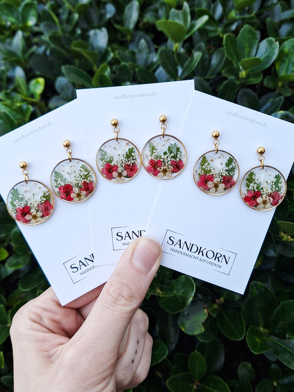 Ohrringe mit Spiere, Wilder Möhre und Farn