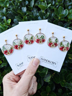 Ohrringe mit Spiere, Wilder Möhre und Farn