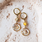 Ohrringe mit Herzmuscheln, Strandsand und Bernstein