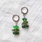 Kolczyki koła ze szkła morskiego - srebro