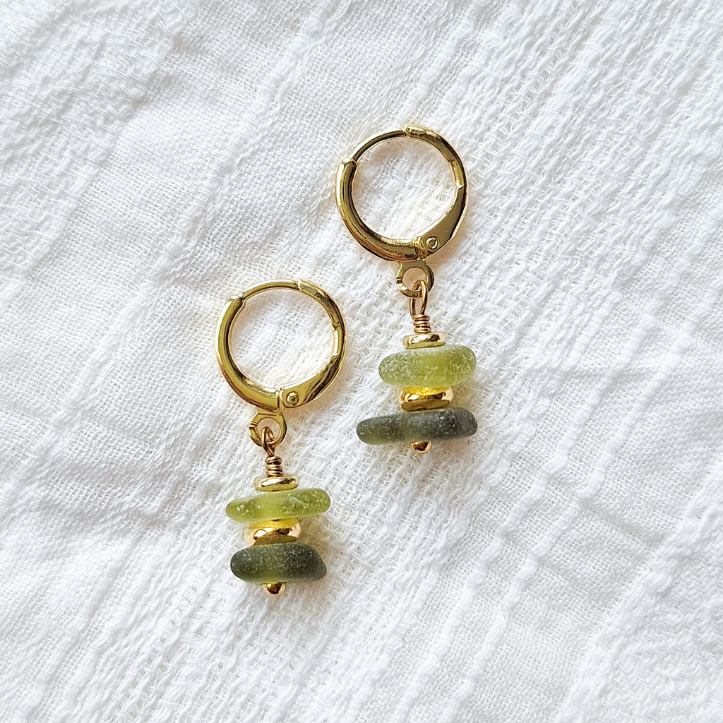 Seeglas-Creolen - Gold