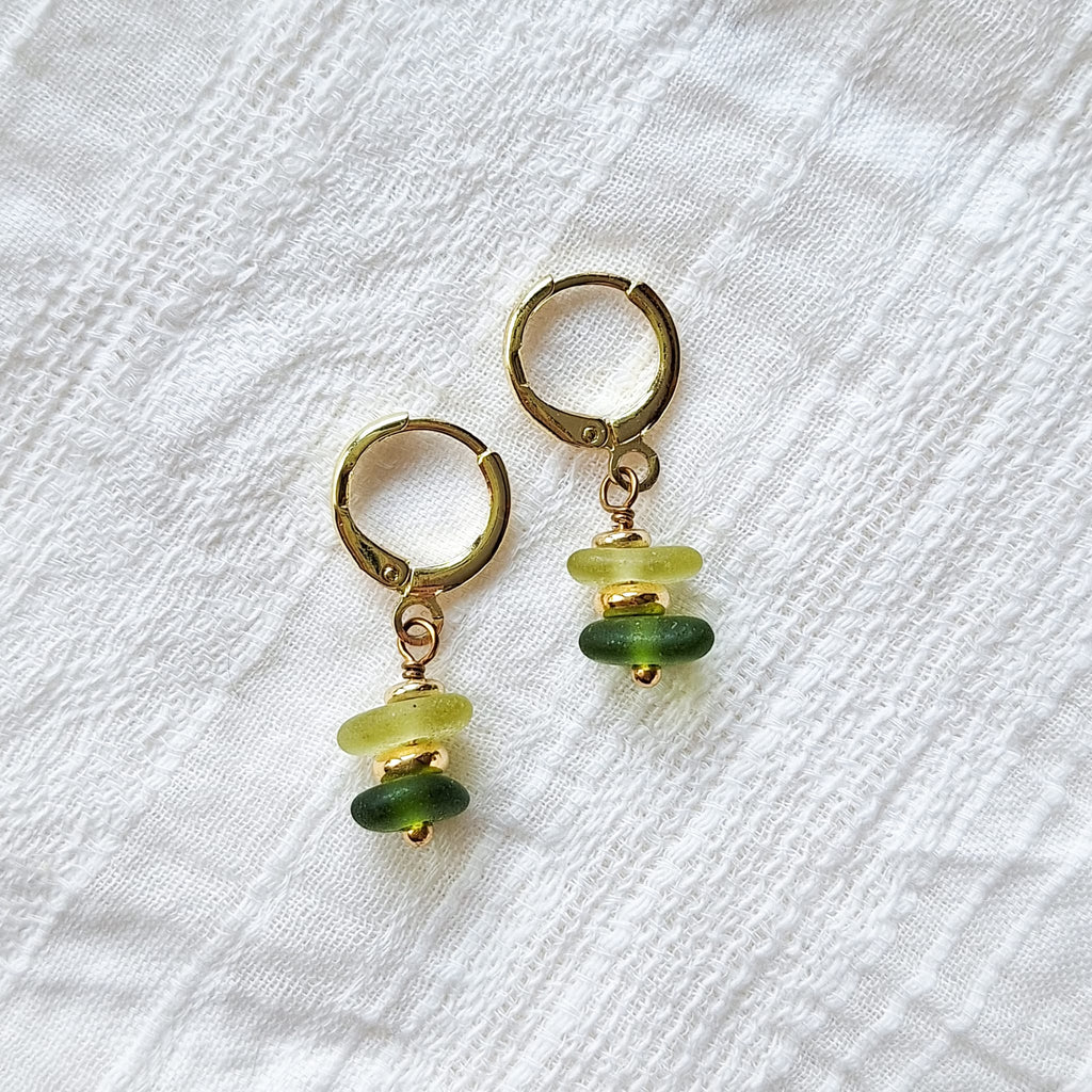 Seeglas-Creolen - Gold