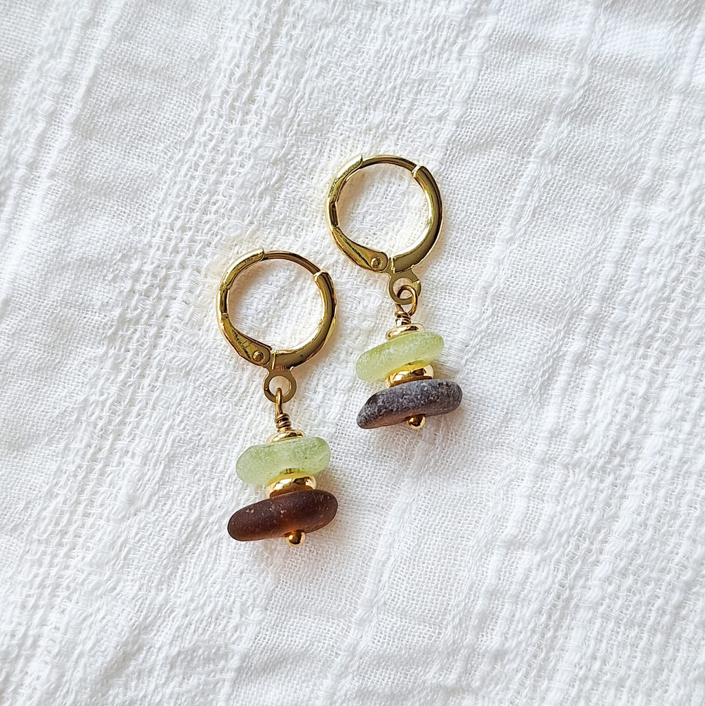 Seeglas-Creolen - Gold