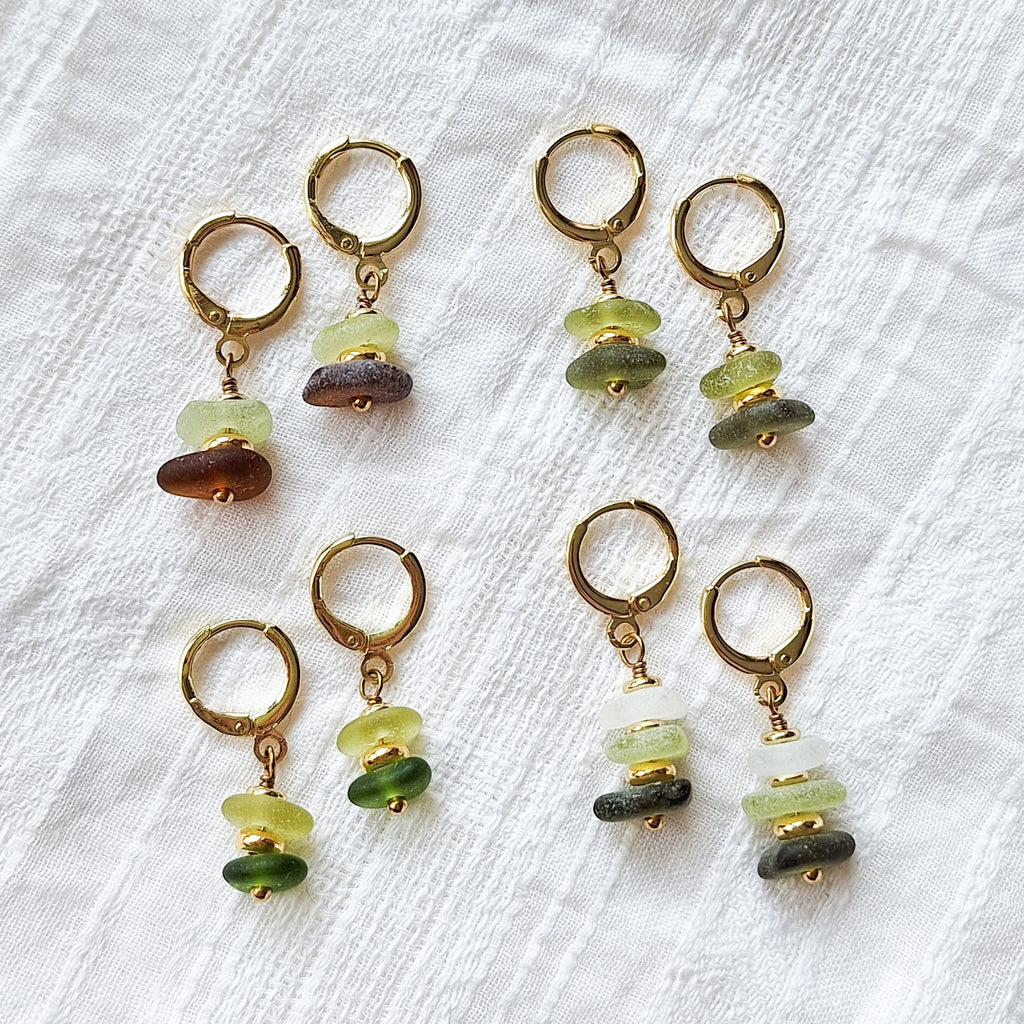 Seeglas-Creolen - Gold