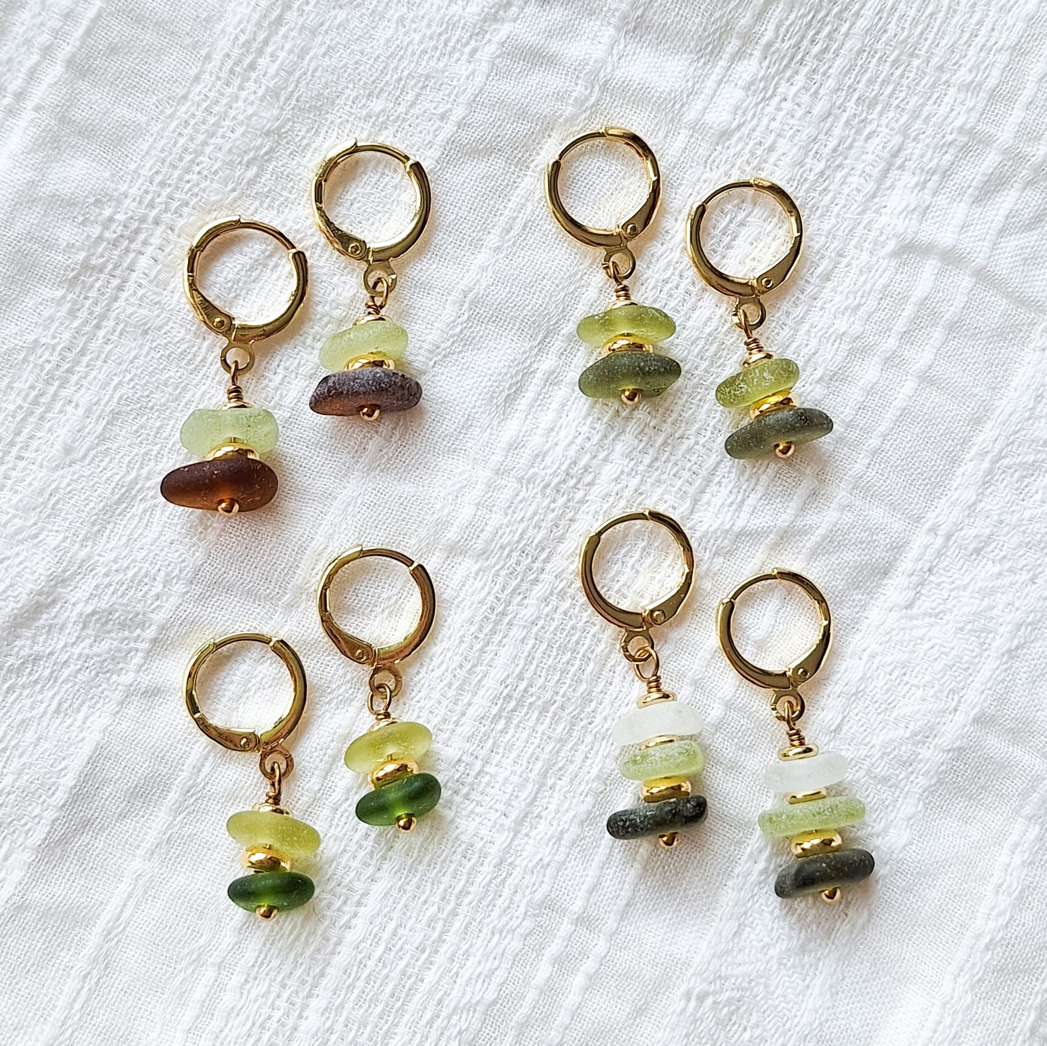 Seeglas-Creolen - Gold