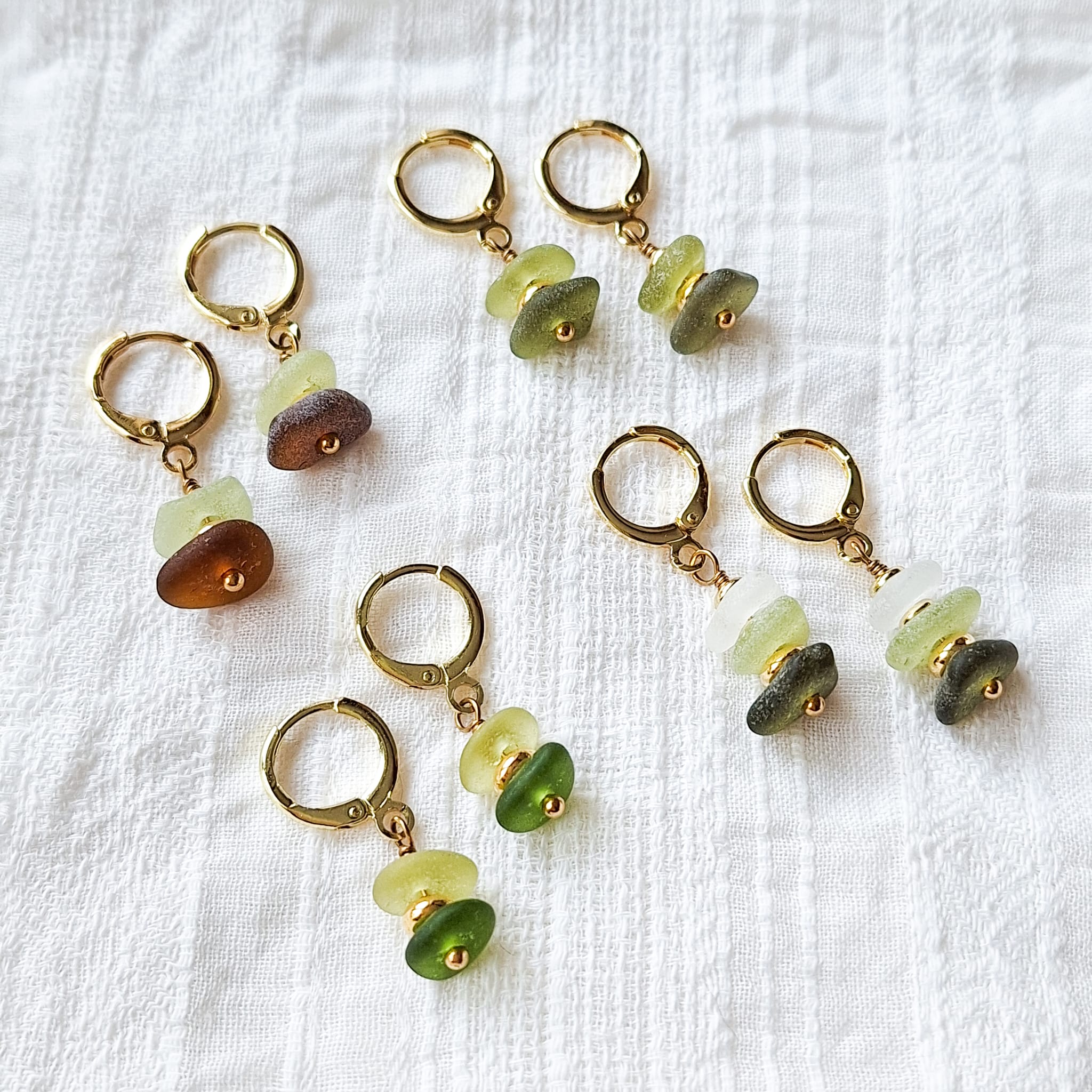 Seeglas-Creolen - Gold