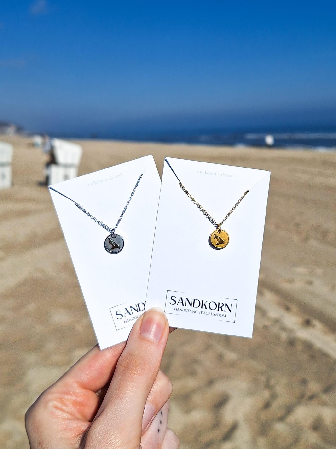Halskette mit Insel Usedom "Mini" (Original SANDKORN Usedom)