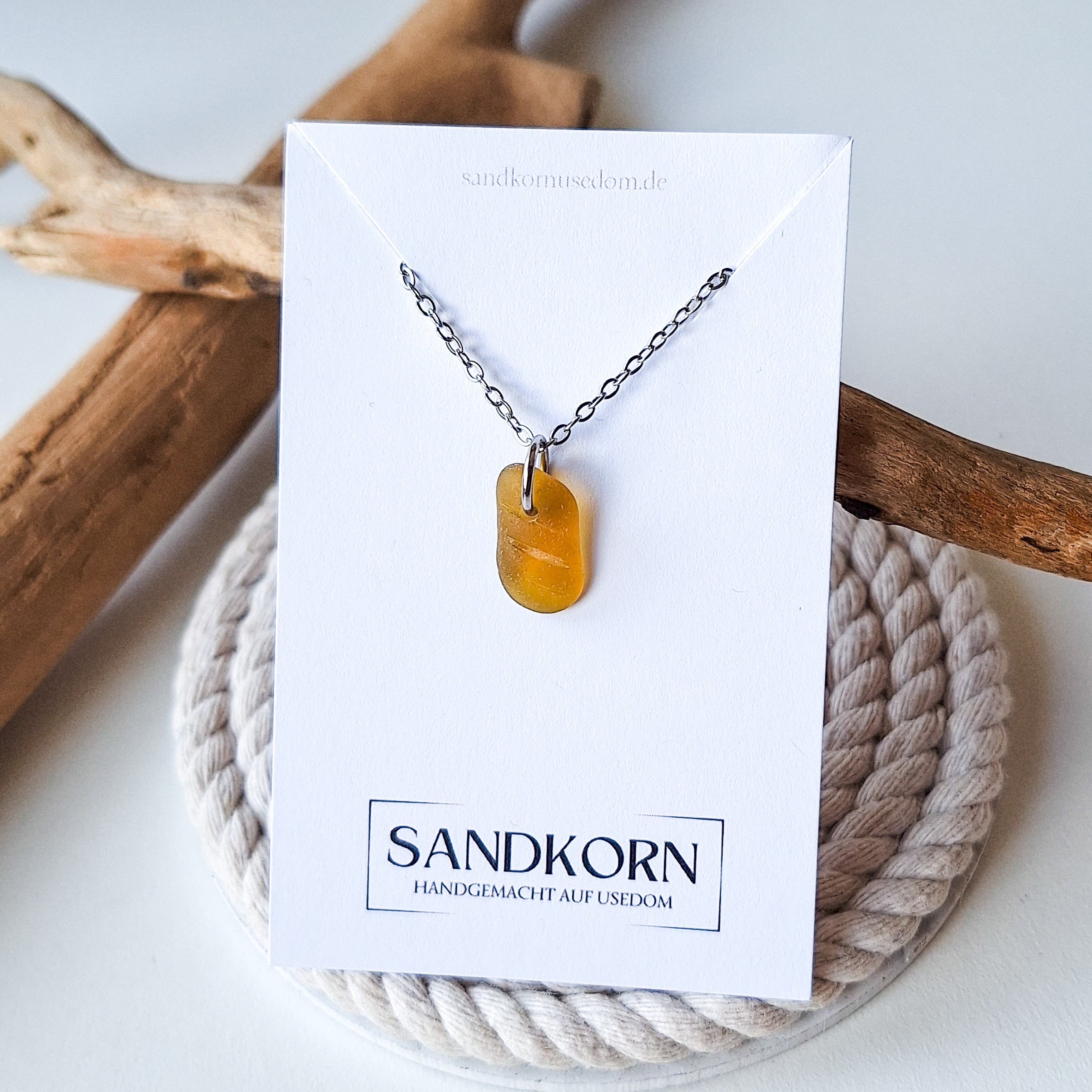 Necklace with sea glass - brown