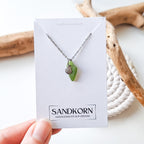 Necklace with sea glass and shell - Kelly Green