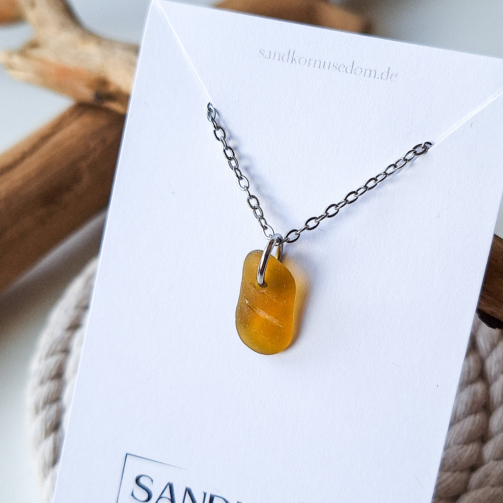 Necklace with sea glass - brown