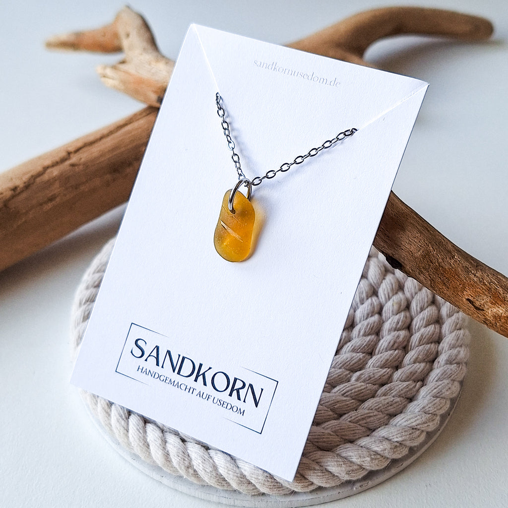 Necklace with sea glass - brown