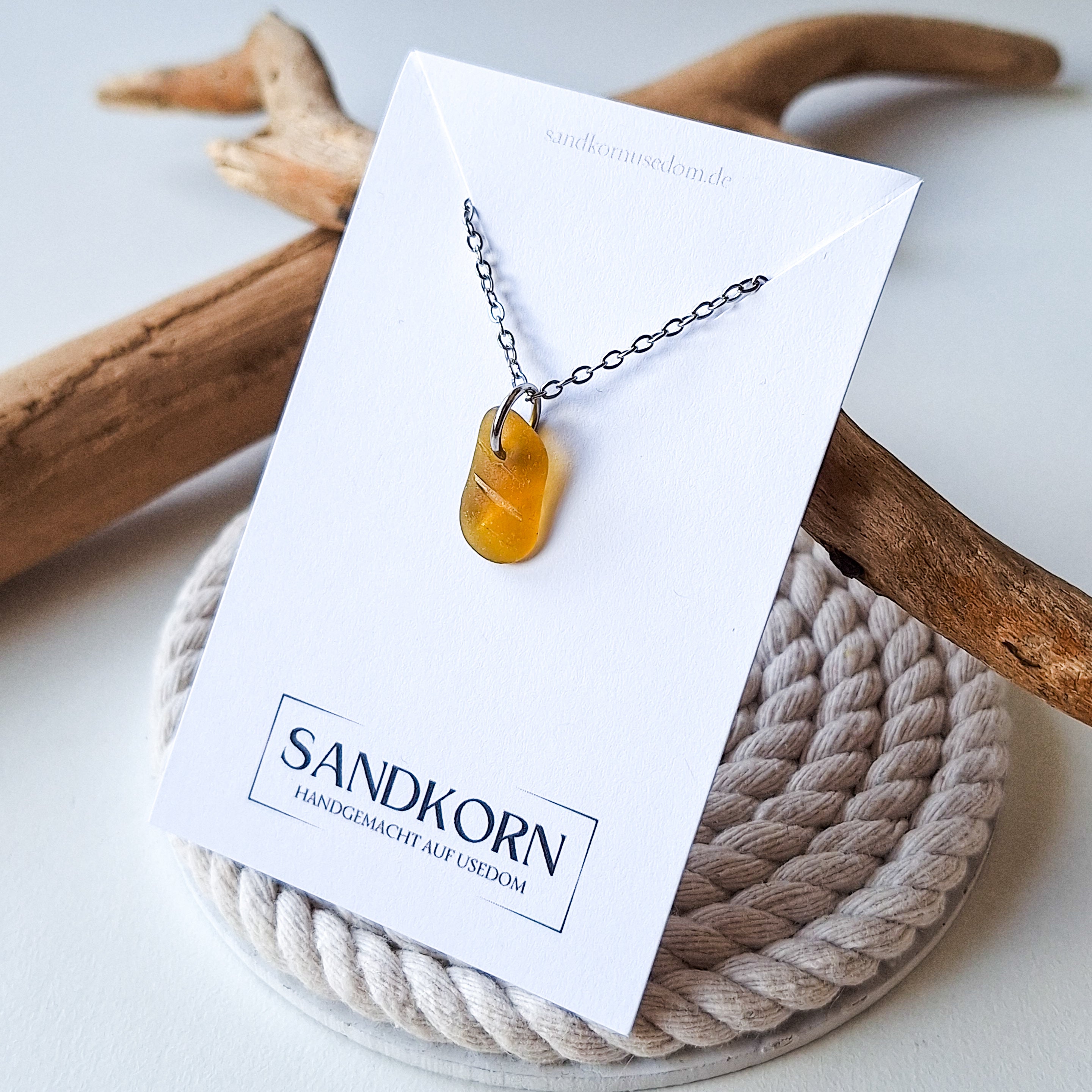 Necklace with sea glass - brown